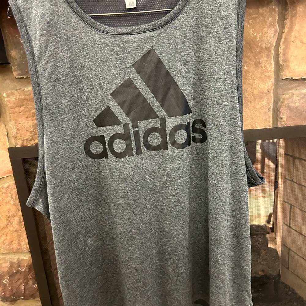 Adidas Gray Sleeveless Tank Top-X-Large
